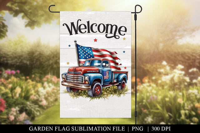 American Truck Family Name Welcome Yard Flag Digital Design Sublimation BijouBay 