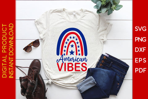 American Vibes Rainbow 4th Of July SVG PNG PDF Cut File SVG Creativedesigntee 