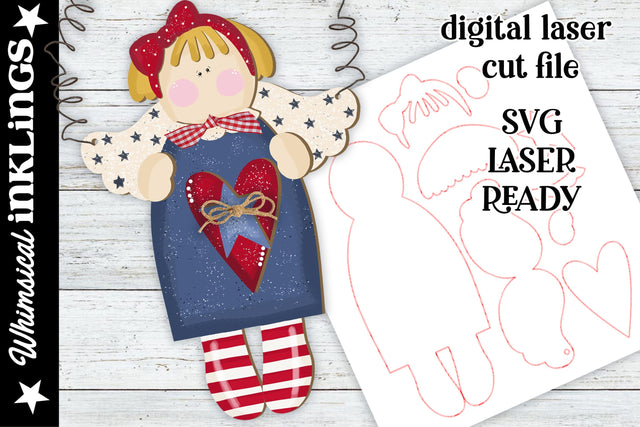 Americana Angel for Laser Cutting SVG Whimsical Inklings 