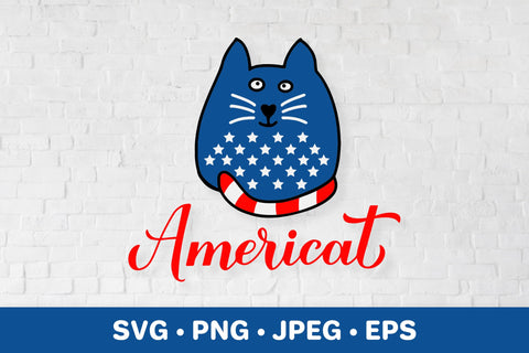 Americat. American cat. 4th of July pun. Patriotic SVG SVG LaBelezoka 