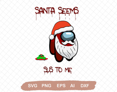 Amoung Us Christmas/Santa Seems Sus/Sublimation/Digital Download/Waterslide/Digital Graphic/Christmas SVG DiamondDesign 
