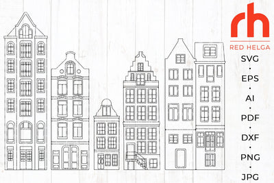 Amsterdam houses svg - Nederlands facade svg - Dutch houses silhouette SVG RedHelgaArt 