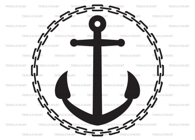 Anchor and chain round SVG TribaliumArtSF 