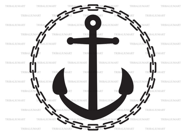 Anchor and chain round SVG TribaliumArtSF 