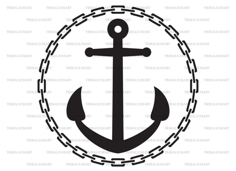 Anchor and chain round SVG TribaliumArtSF 