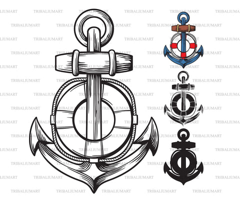 Anchor and lifesaver SVG TribaliumArtSF 