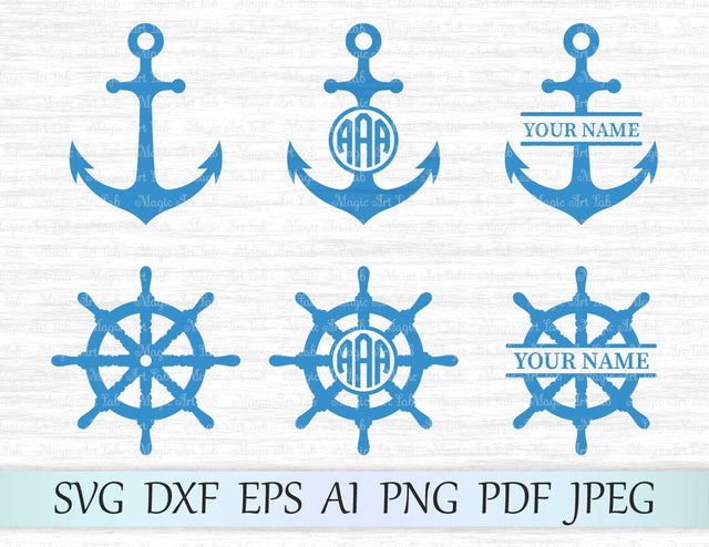 Anchor and Ship wheel cut files SVG MagicArtLab 