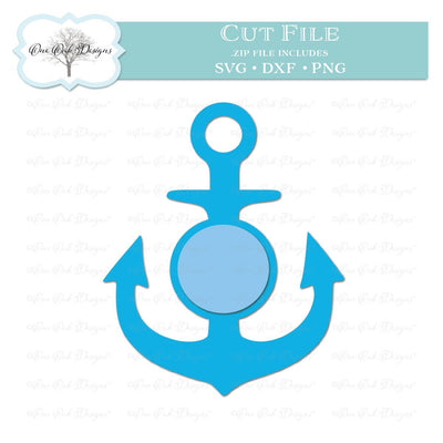 Anchor Circle Monogram Frame SVG One Oak Designs 