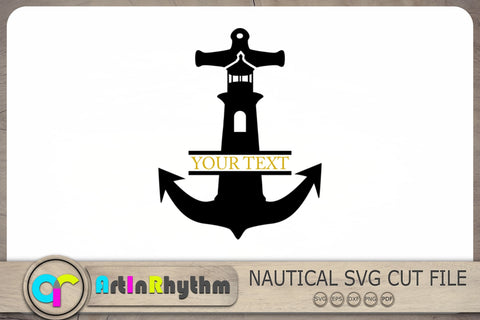 Anchor Lighthouse Split Monogram Svg, Nautical Svg, Anchor Svg SVG Artinrhythm shop 