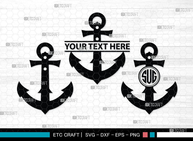 Anchor Monogram, Anchor Silhouette, Anchor SVG, Rope, Rope Anchor, Nautical, Ship, Navy, Boat Anchor, Sea, Ocean, Sailor, Sea Anchor, Sailing, SB00059 SVG ETC Craft 