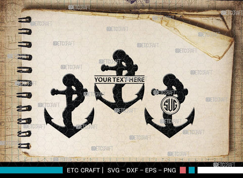 Anchor Monogram, Anchor Silhouette, Anchor SVG, Rope, Rope Anchor, Nautical, Ship, Navy, Boat Anchor, Sea, Ocean, Sailor, Sea Anchor, Sailing, SB00059 SVG ETC Craft 