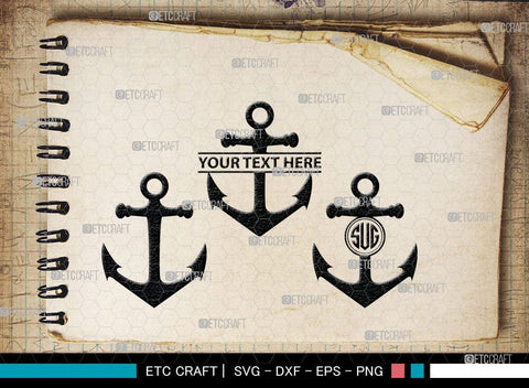 Anchor Monogram, Anchor Silhouette, Anchor SVG, Rope, Rope Anchor, Nautical, Ship, Navy, Boat Anchor, Sea, Ocean, Sailor, Sea Anchor, Sailing, SB00059 SVG ETC Craft 