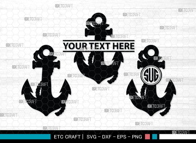 Anchor Monogram, Anchor Silhouette, Anchor SVG, Rope, Rope Anchor, Nautical, Ship, Navy, Boat Anchor, Sea, Ocean, Sailor, Sea Anchor, Sailing, SB00059 SVG ETC Craft 