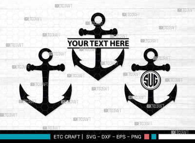 Anchor Monogram, Anchor Silhouette, Anchor SVG, Rope, Rope Anchor, Nautical, Ship, Navy, Boat Anchor, Sea, Ocean, Sailor, Sea Anchor, Sailing, SB00059 SVG ETC Craft 