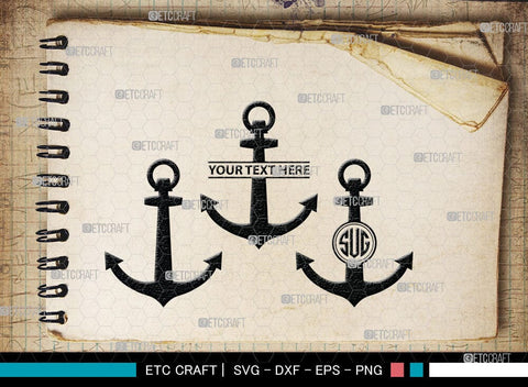 Anchor Monogram, Anchor Silhouette, Anchor SVG, Rope, Rope Anchor, Nau - So  Fontsy