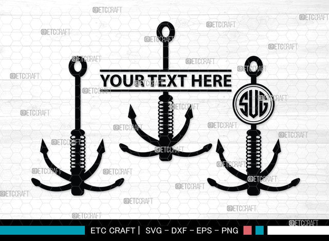 Anchor Monogram, Anchor Silhouette, Anchor SVG, Rope, Rope Anchor, Nautical, Ship, Navy, Boat Anchor, Sea, Ocean, Sailor, Sea Anchor, Sailing, SB00059 SVG ETC Craft 