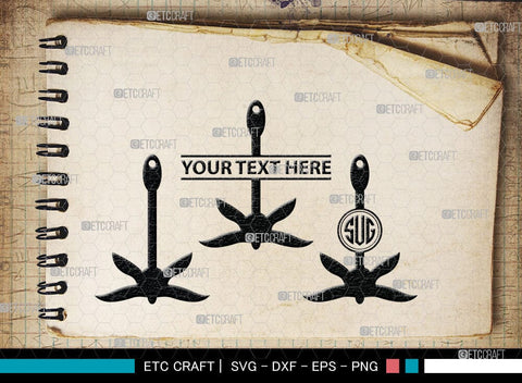 Anchor Monogram, Anchor Silhouette, Anchor SVG, Rope, Rope Anchor, Nautical, Ship, Navy, Boat Anchor, Sea, Ocean, Sailor, Sea Anchor, Sailing, SB00059 SVG ETC Craft 