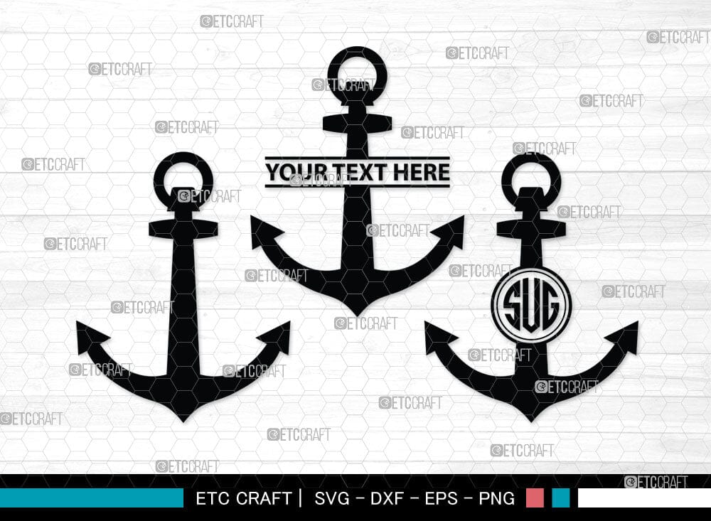 Anchor Monogram, Anchor Silhouette, Anchor SVG, Rope, Rope Anchor, Nau - So  Fontsy