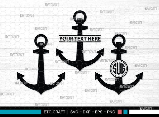 Anchor Monogram, Anchor Silhouette, Anchor SVG, Rope, Rope Anchor, Nautical, Ship, Navy, Boat Anchor, Sea, Ocean, Sailor, Sea Anchor, Sailing, SB00059 SVG ETC Craft 