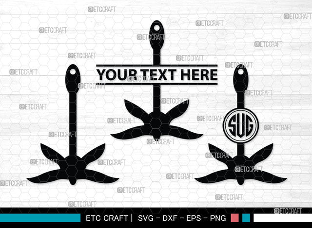 Anchor Monogram, Anchor Silhouette, Anchor SVG, Rope, Rope Anchor, Nautical, Ship, Navy, Boat Anchor, Sea, Ocean, Sailor, Sea Anchor, Sailing, SB00059 SVG ETC Craft 