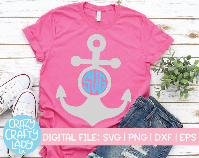 Anchor Monogram Frame | Summer SVG Cut File SVG Crazy Crafty Lady Co. 