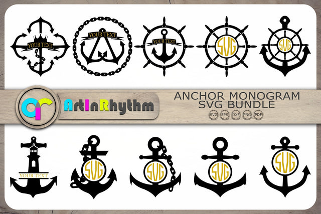 Anchor Monograms Svg, Anchors Svg, Nautical Svg SVG Artinrhythm shop 