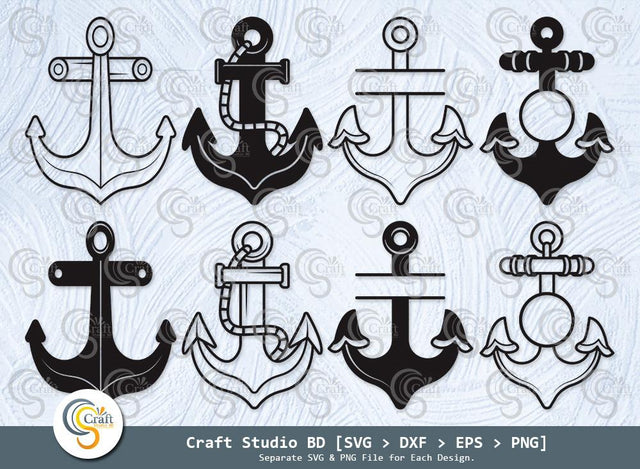 Anchor Silhouette, Anchor SVG, Anchor With Rope Svg, Boat Anchor Svg, Anchor Monogram Svg, Anchor Icon Svg, Anchor Bundle SVG ETC Craft 