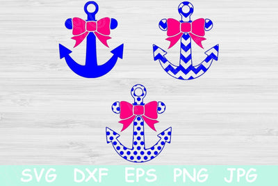 Anchor Svg Cut Files for Cricut and Silhouette. Split Anchor Monogram Svg with Bow in Chevron and Polka Dot. Nautical Svg Graphic Designs. SVG TiffsCraftyCreations 