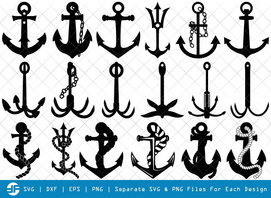 Anchor SVG Cut Files | Rope Anchor Silhouette Bundle - So Fontsy