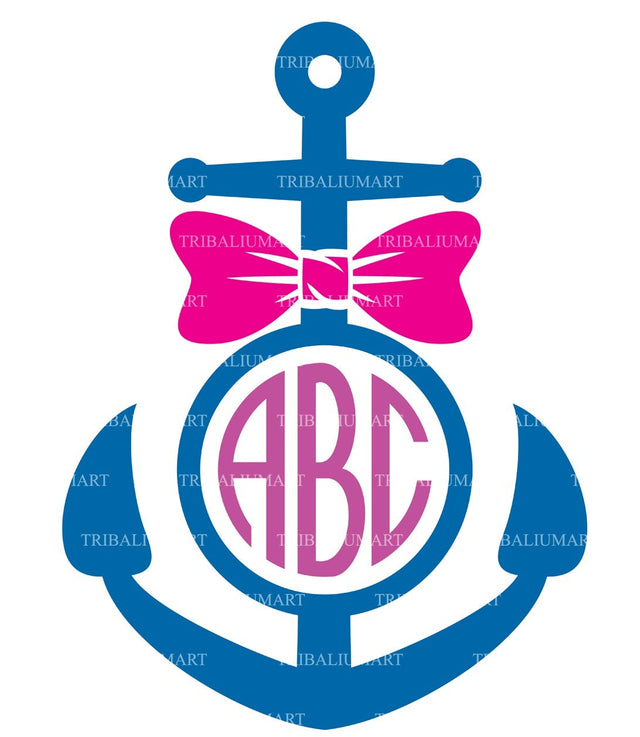 Anchor With Bow Monogram SVG TribaliumArtSF 