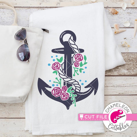 Anchor with Roses - Summer - Cruise - Beach - SVG SVG Chameleon Cuttables 