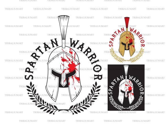 Ancient Spartan helmet (warrior) and laurel wreath SVG TribaliumArtSF 