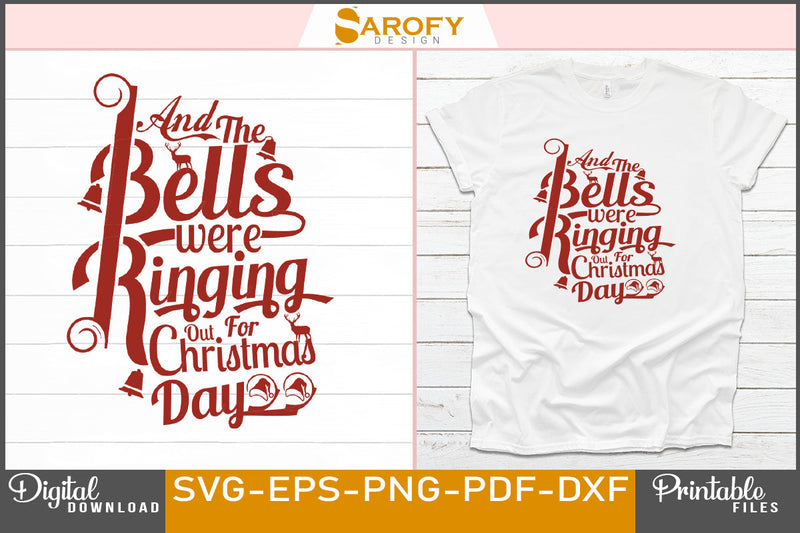 And the bells were ringing out for Christmas day SVG cricut - So Fontsy