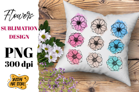 Anemone Flowers Sublimation design Sublimation Yustaf Art Store 