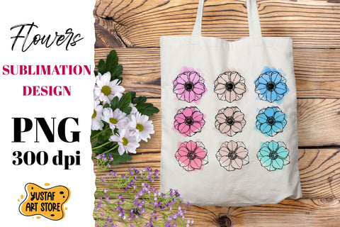 Anemone Flowers Sublimation design Sublimation Yustaf Art Store 