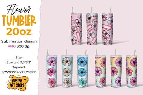 Anemone Flowers tumbler 20 oz sublimation 3 design Sublimation Yustaf Art Store 