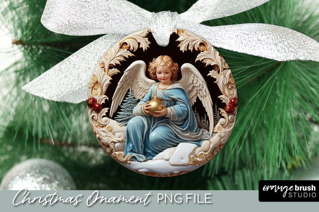 Angel Christmas Ornament 3D Sublimation Design Sublimation OrangeBrushStudio 