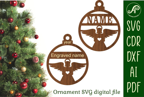 Angel Christmas Ornament SVG laser cut SVG APInspireddesigns 