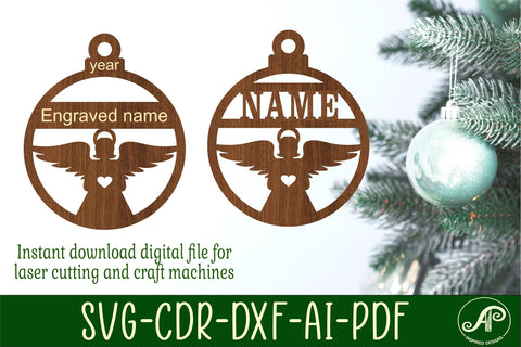 Angel Christmas Ornament SVG laser cut SVG APInspireddesigns 