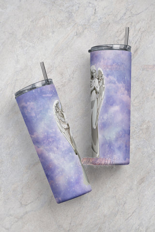 Angel Clouds Seamless 20oz Skinny Tumbler Wrap Sublimation Design with Matching Tumbler Care Card, Instant PNG Download Sublimation CaldwellArt 