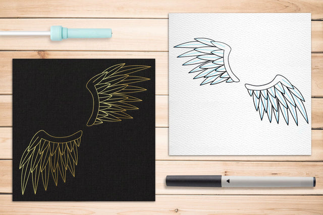 Angel or Demon Wings Single Line Sketch SVG SVG Risa Rocks It 