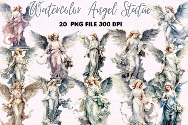 Angel Statue Watercolor Clipart Sublimation Regulrcrative 