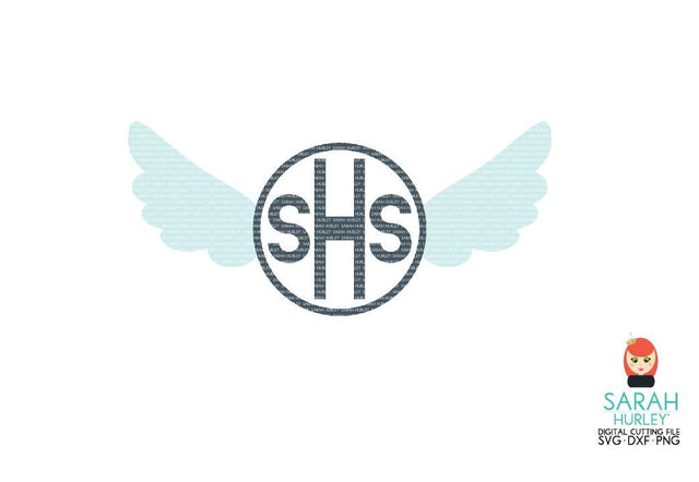 Angel Wings Monogram SVG Sarah Hurley 