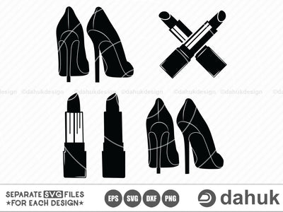 Angled High heels, pumps stilettos red svg, rhinestone. silhouette stiletto, vector, dxf, heel shoe, lipstick SVG dahukdesign 