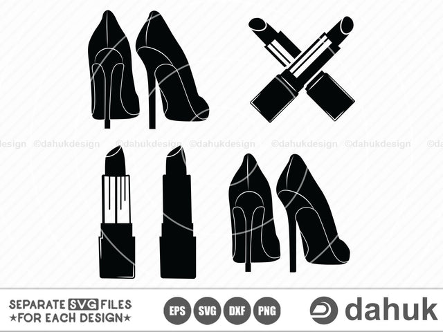 Angled High heels, pumps stilettos red svg, rhinestone. silhouette stiletto, vector, dxf, heel shoe, lipstick SVG dahukdesign 