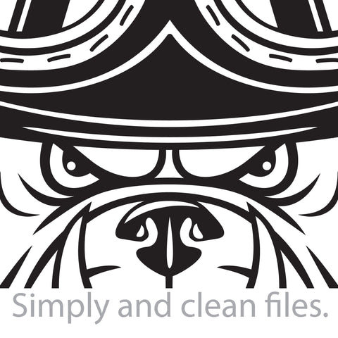 Angry biker bulldog head with motorcycle helmet with goggles SVG TribaliumArtSF 