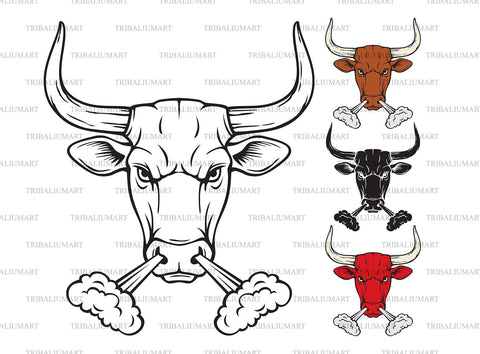 Angry Bull Head SVG TribaliumArtSF 