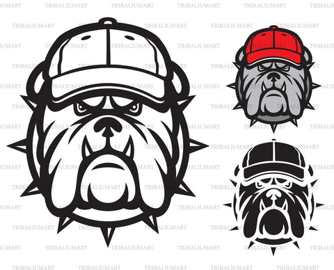 Angry bulldog with baseball cap SVG TribaliumArtSF 