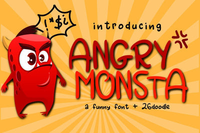 Angry Monsta - A Funny Font with doodles Font Dm Letter Studio 