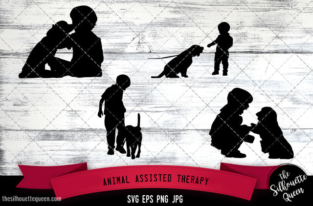 Animal Assisted Therapy Silhouette Vector SVG SVG Loveleen Kaur 
